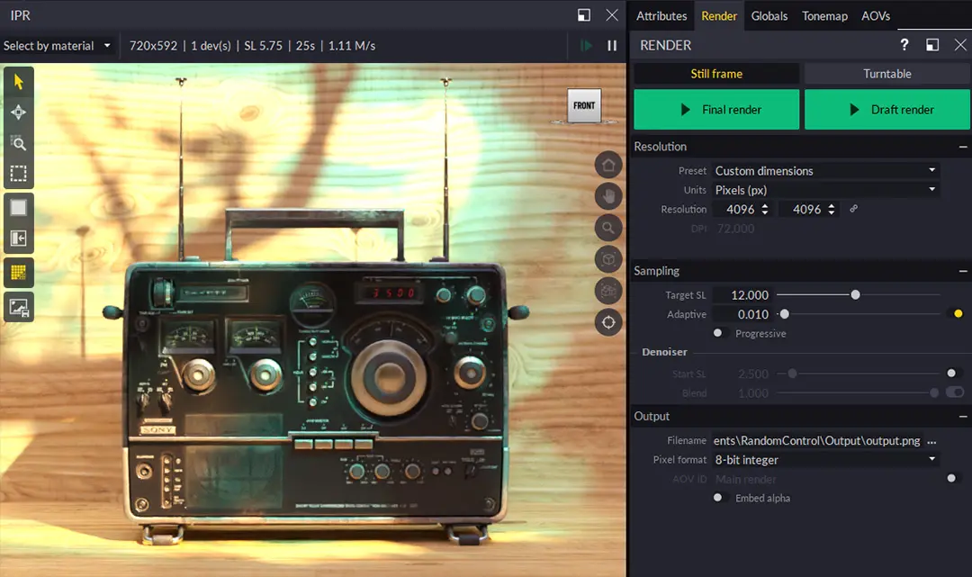 New IPR and Render panel