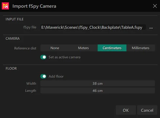 Maverick Render 2026.2 fSpy to Maverick Importer Options
